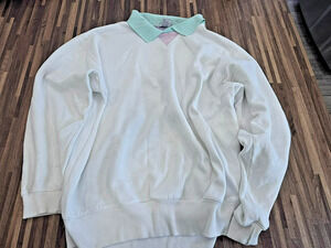 French Navy Womens M White Pastel Collar Sweatshirt Mint Pink Purple Preppy